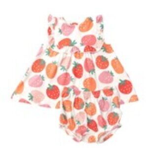 NWT Angel Dear Baby Ruffle Top and Bloomer, Strawberry Print, 18-24M
